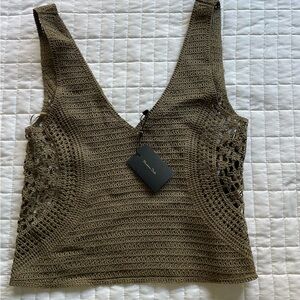 Olive crochet Massimo Dutti top